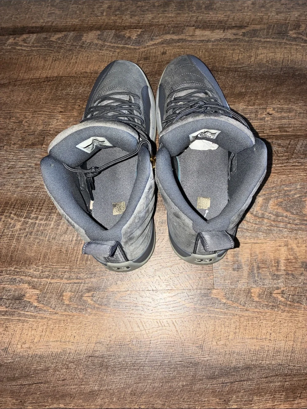 Wolf Grey 12s Jordan Men’s Mid-Top Athletic Sneakers in Gray with Black Accents